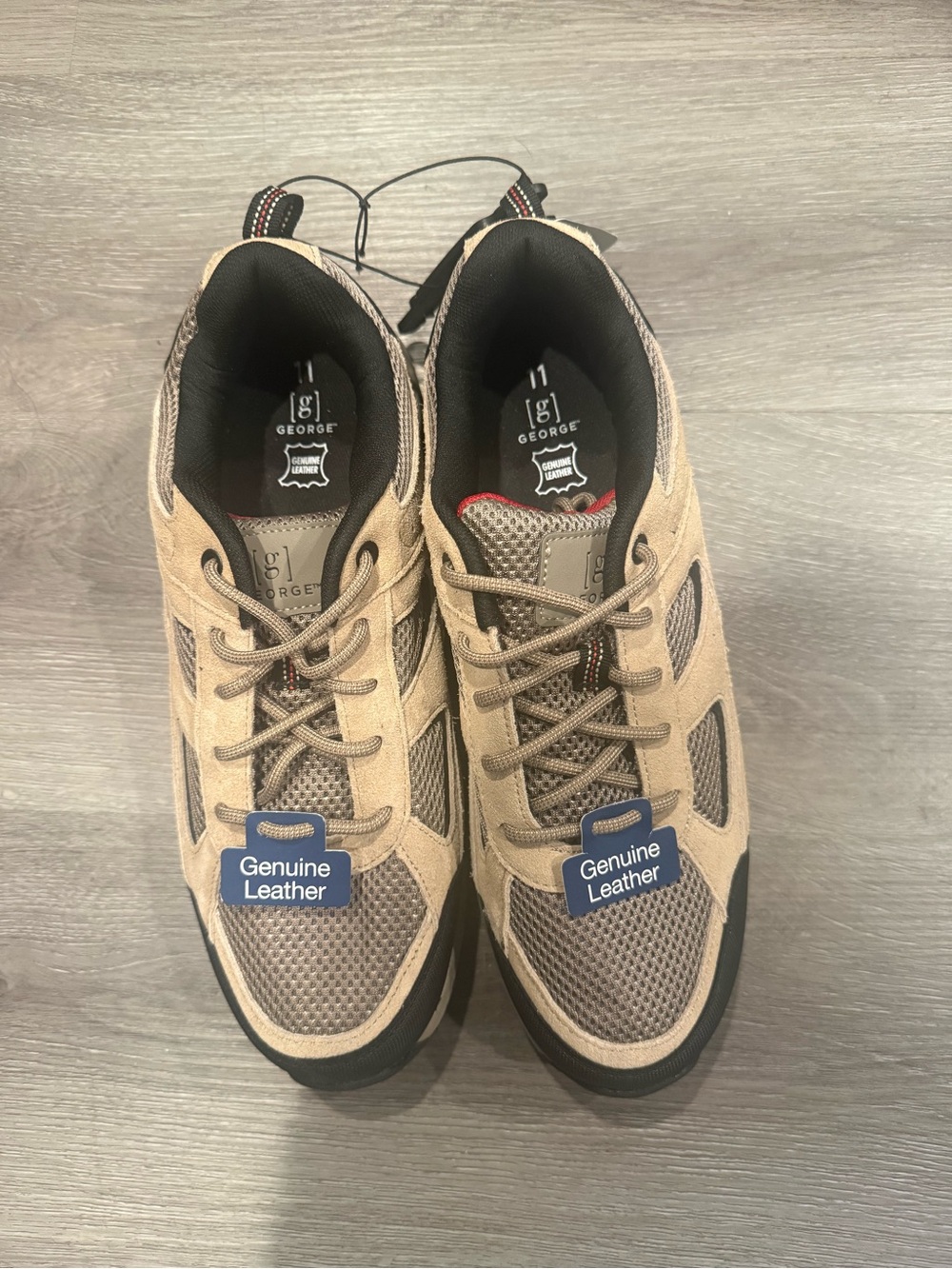 NWT George Men’s Genuine Leather Sneakers Size 11 Tan/Khaki